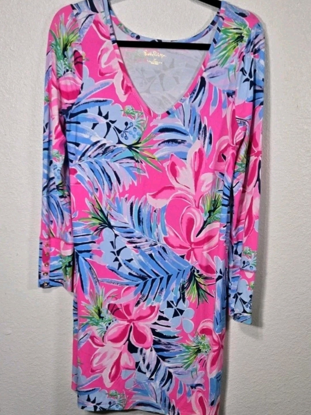 LILLY PULITZER KAISLEY DUAL NECK UPF 50+ STRETCH SHIFT DRESS SIZE M